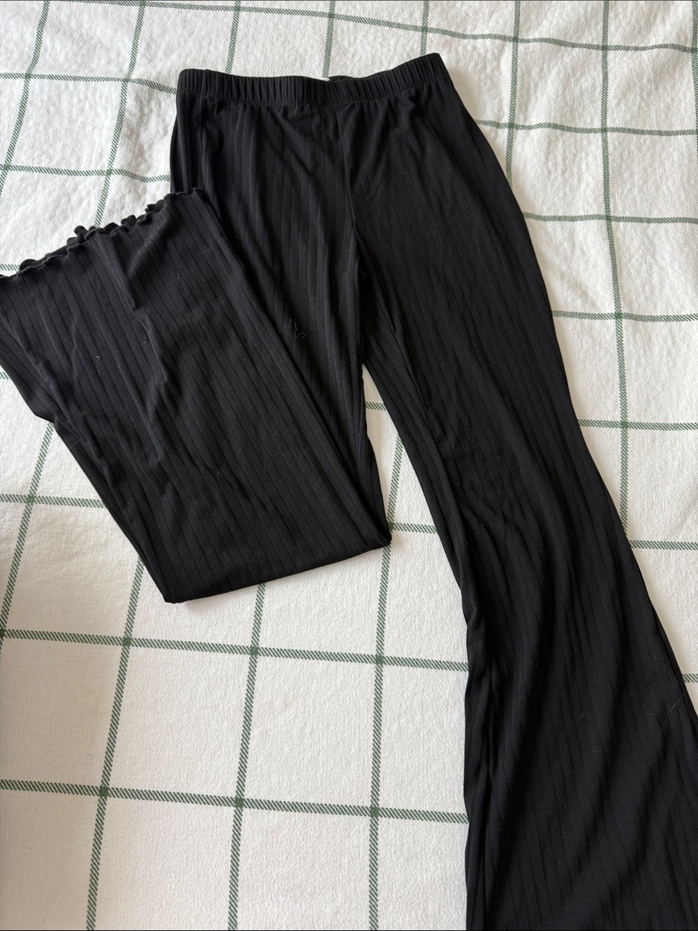 SHEIN Black Ribbed Wide-Leg Pants
